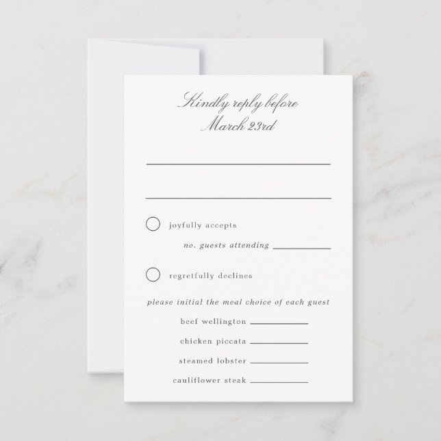 Green and White Grand-millennial Wedding RSVP Card (Front)