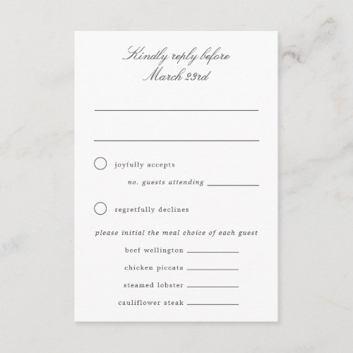 Green and White Grand_millennial Wedding RSVP Card