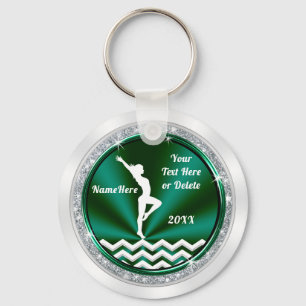 Green and White, Gymnastics Themed Party Favors Keychain
