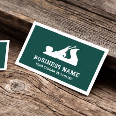 Green And White Hand Plane Handyman Carpenter Business Card at Zazzle