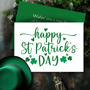 Green and White Happy St. Patrick's Day Custom Holiday Card