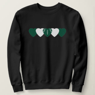 Green and White Heart Football Dark Sweatshirt