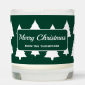 Green And White Holiday Fir Christmas Tree Pattern Scented Candle (Front)