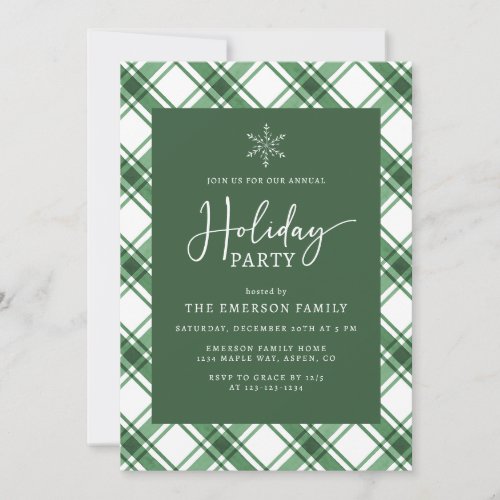 Green and White Holiday Party Invitation