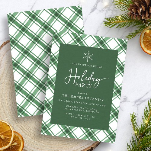 Green and White Holiday Party Invitation