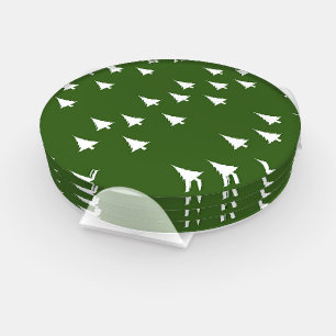 Green And White Holiday Trees Coaster Set