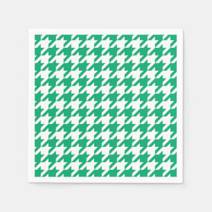 Green and White Houndstooth Check Napkins