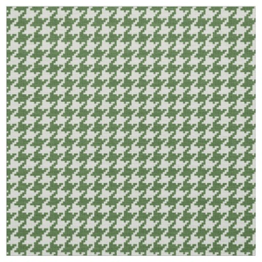 Green and White Houndstooth Geometric Pattern Fabric