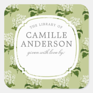 Green and White Hydrangea Baby Nursery Book Plate