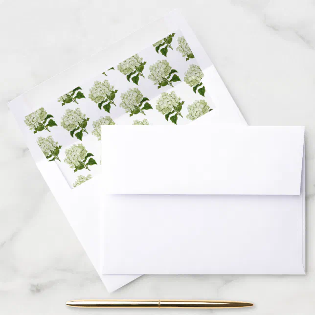 Green and White Hydrangea Bloom Pattern Envelope Liner | Zazzle