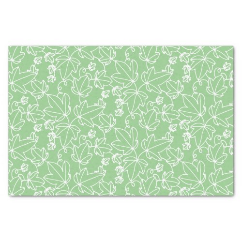 Green and White Ivy Leaf Floral Pattern Tissue Paper