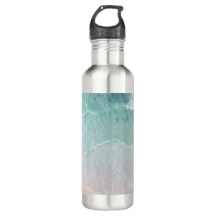 Green And White Lace Beach Sand and Seashore Stainless Steel Water Bottle