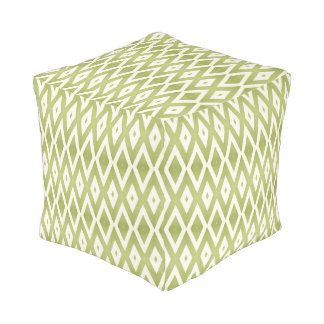 Green and White Lattice Pouf