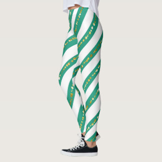 green and white Leggings