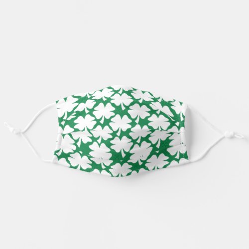 Green and White Lucky Shamrock Adult Cloth Face Mask