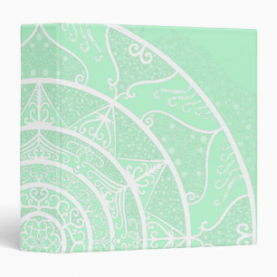 Green and White Mandala - Hyli in Jade 3 Ring Binder