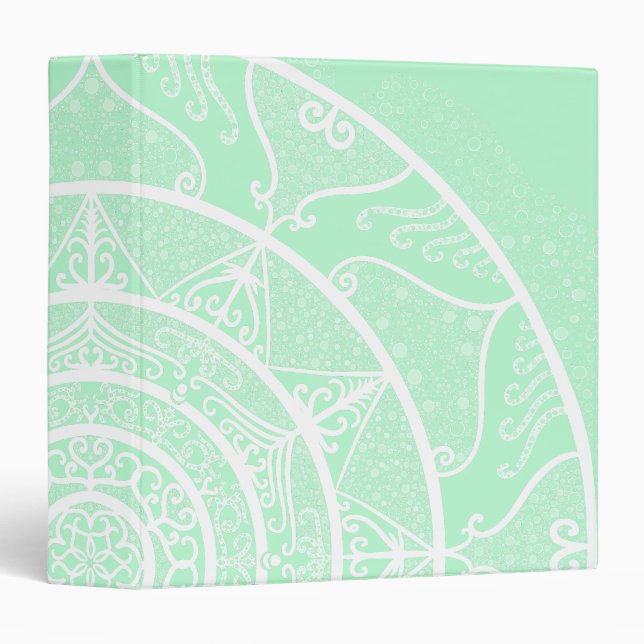 Green and White Mandala - Hyli in Jade 3 Ring Binder (Front/Spine)
