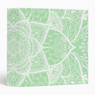 Green and White Mandala - Loergann in Seafoam 3 Ring Binder