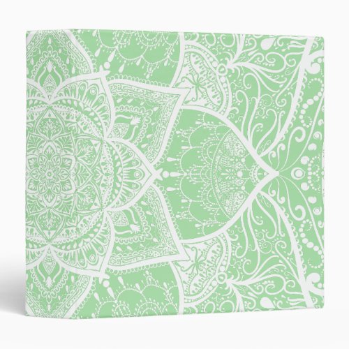 Green and White Mandala _ Loergann in Seafoam 3 Ring Binder