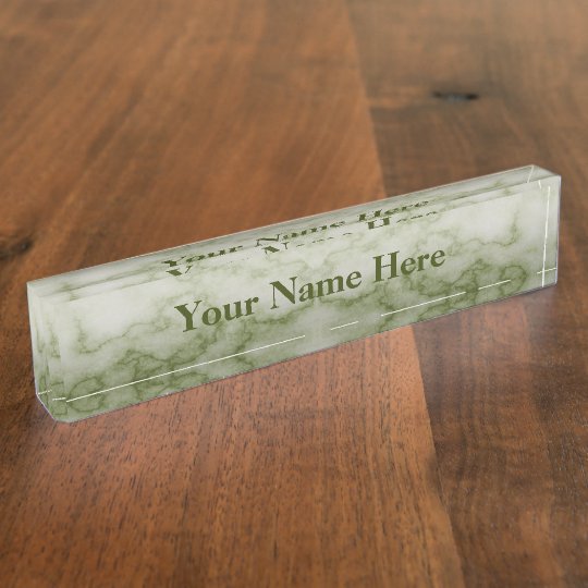Green And White Marble Desk Name Plate Zazzle Com