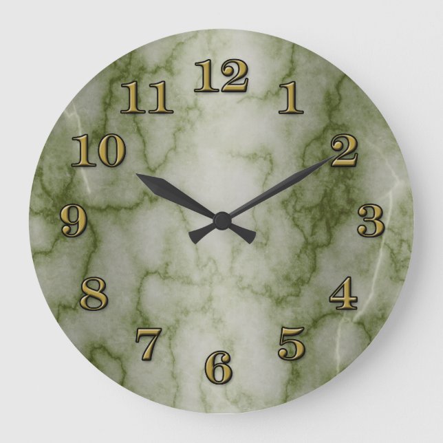 Green and White Marble Large Clock (Front)