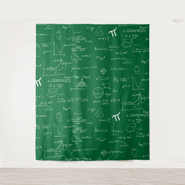 Green and White Mathematic Formulas Equations Tapestry (Front)