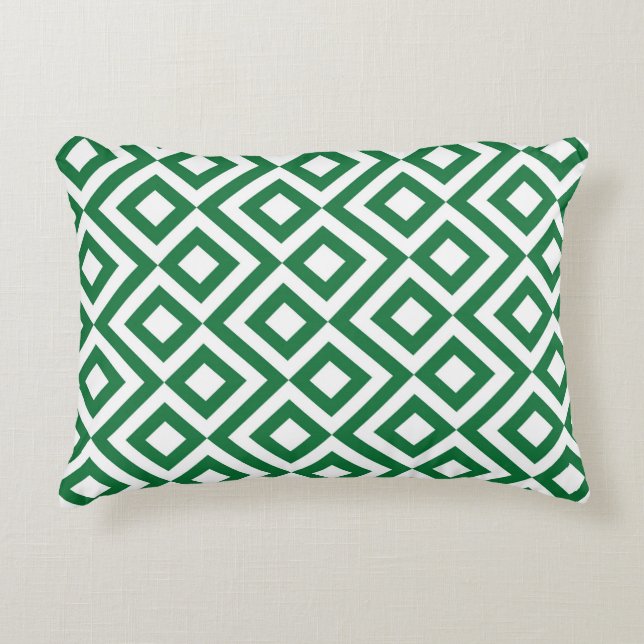 Green and White Meander Accent Pillow (Front)