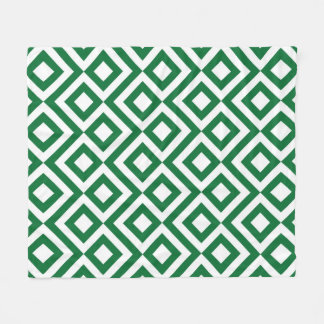 Green and White Meander Fleece Blanket