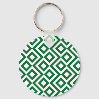 Green and White Meander Keychain