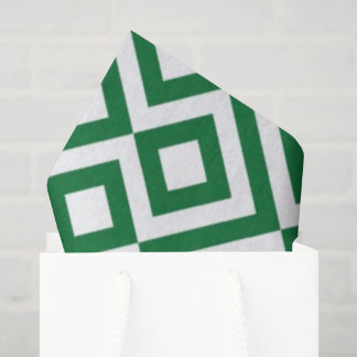 Green and White Meander Tissue Paper