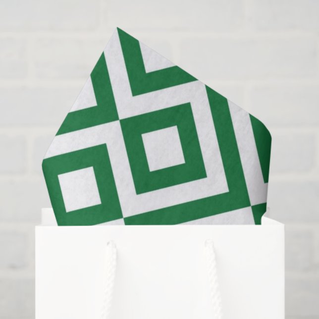 Green and White Meander Tissue Paper (Gift Bag)