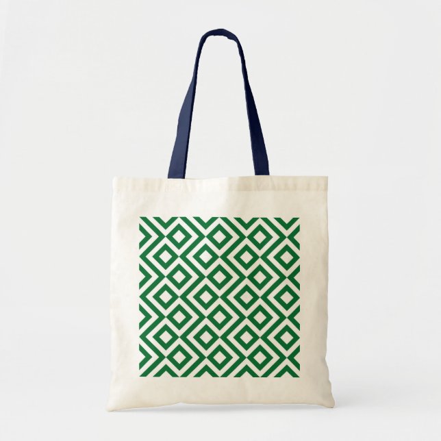 Green and White Meander Tote Bag (Front)