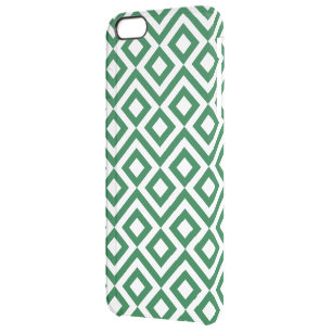 Green and White Meander Clear iPhone 6 Plus Case