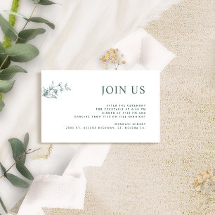 Green and White Modern Join Us Reception Wedding  Enclosure Card