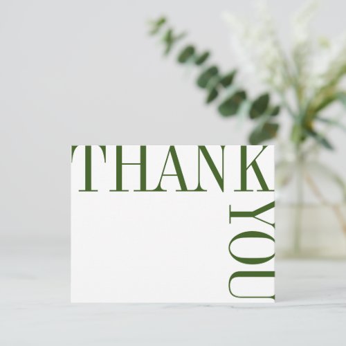 Green and White Modern Large Text Thank You Note