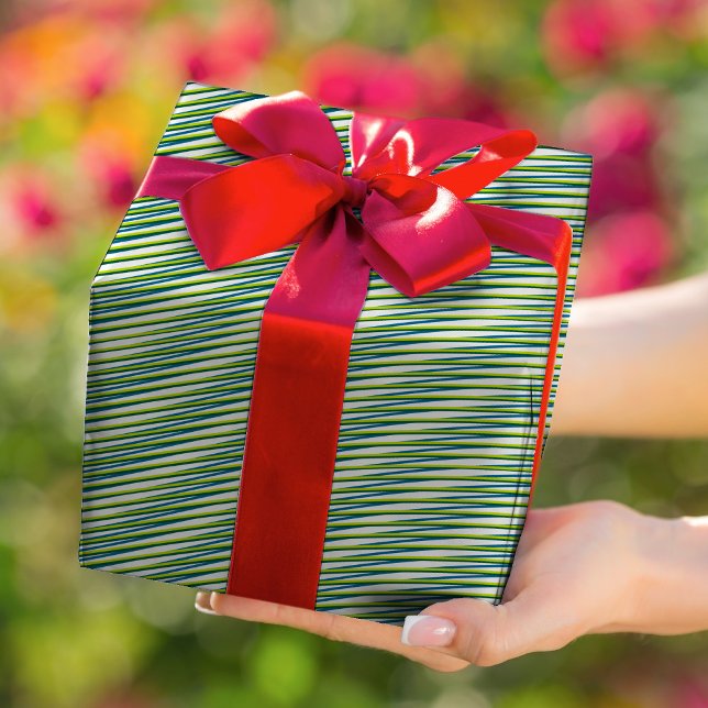 Green and white Moiré Stripes - Trippy Abstract Wrapping Paper (Creator Uploaded)