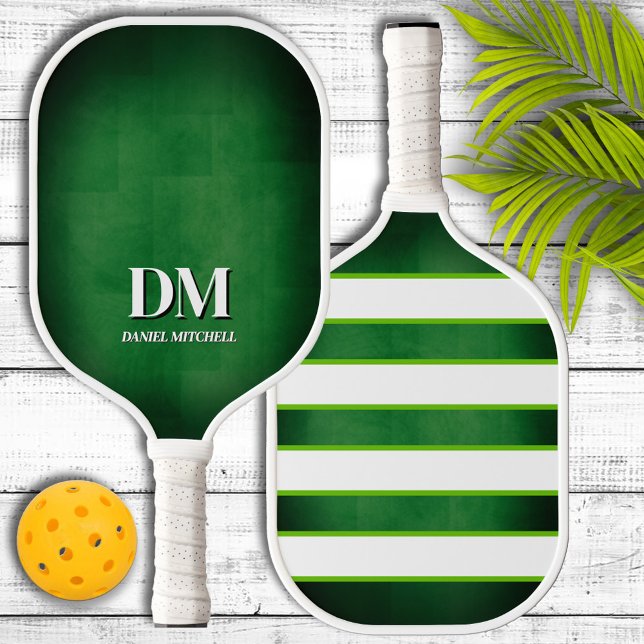 Green and White Monogram Pickleball Paddle (Creator Uploaded)