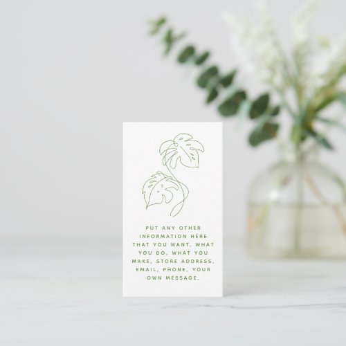 Green and white monstera social links thank you enclosure card