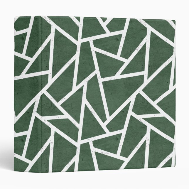 Green and white mosaic pattern 3 ring binder (Front/Spine)