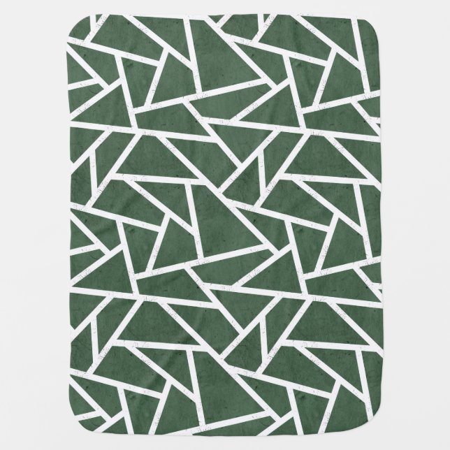 Green and white mosaic pattern baby blanket (Front)