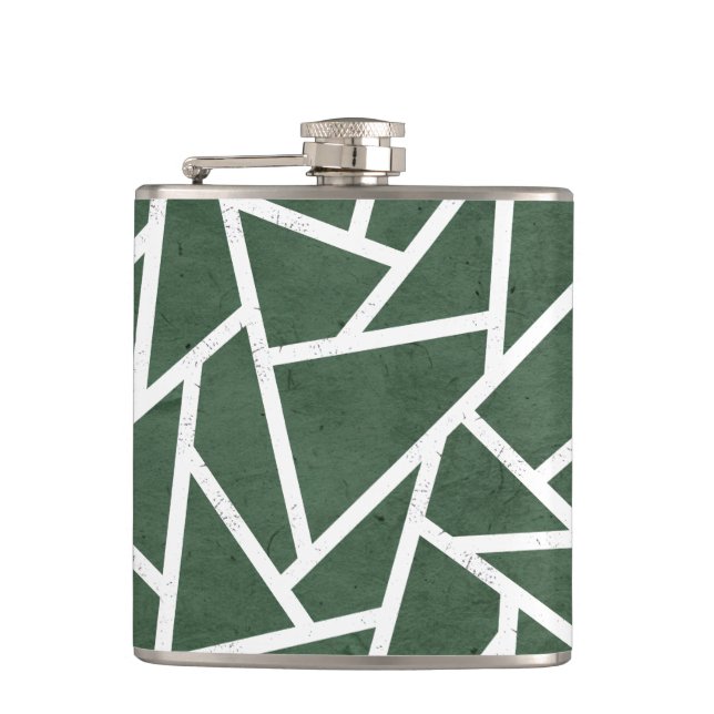 Green and white mosaic pattern flask (Front)