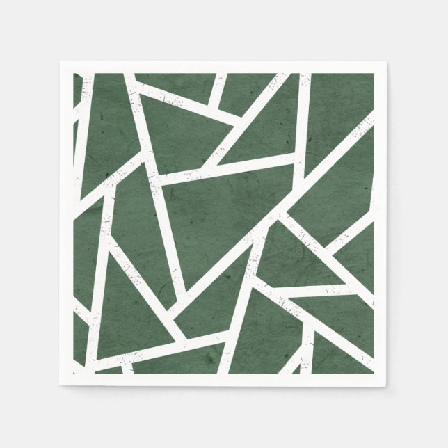Green and white mosaic pattern napkins (Front)