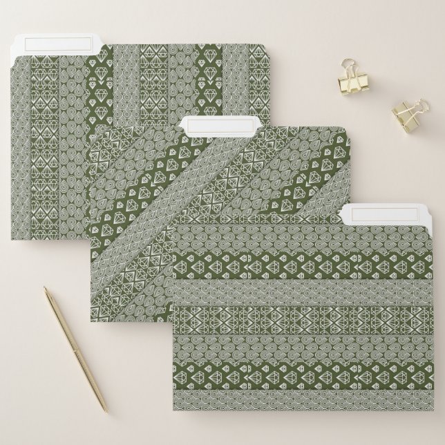 green and white multi pattern file folder (Set)