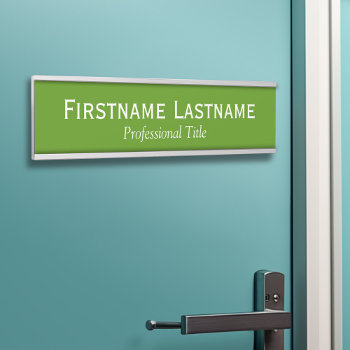 Green And White Name And Professional Title Door Sign by MarshEnterprises at Zazzle