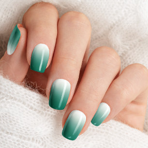 Green And White Ombre Gradient Cute Minx Nail Art