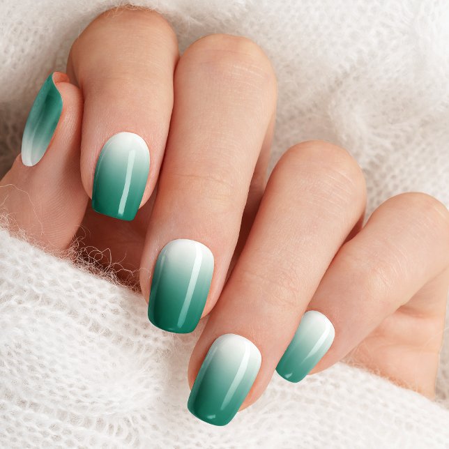 Green And White Ombre Gradient Cute Minx Nail Art (Creator Uploaded)