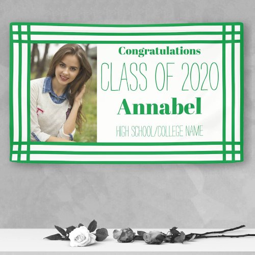 Green and White One Photo Geometric Grad Banner