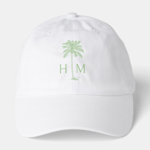 Green and White Palm Palmetto Tree Monogram Hat