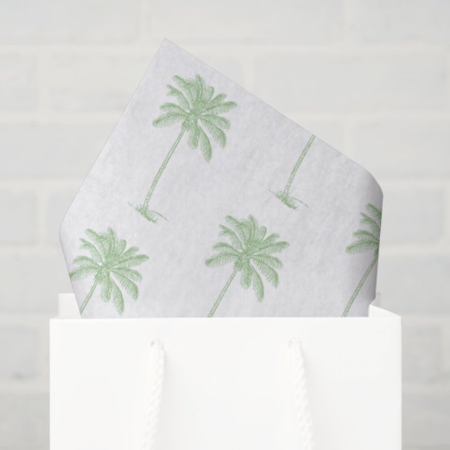 Green and White Palm Palmetto Tree Tissue Paper (Gift Bag)