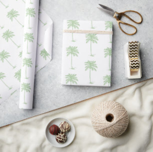 Green and White Palm Palmetto Tree Wrapping Paper
